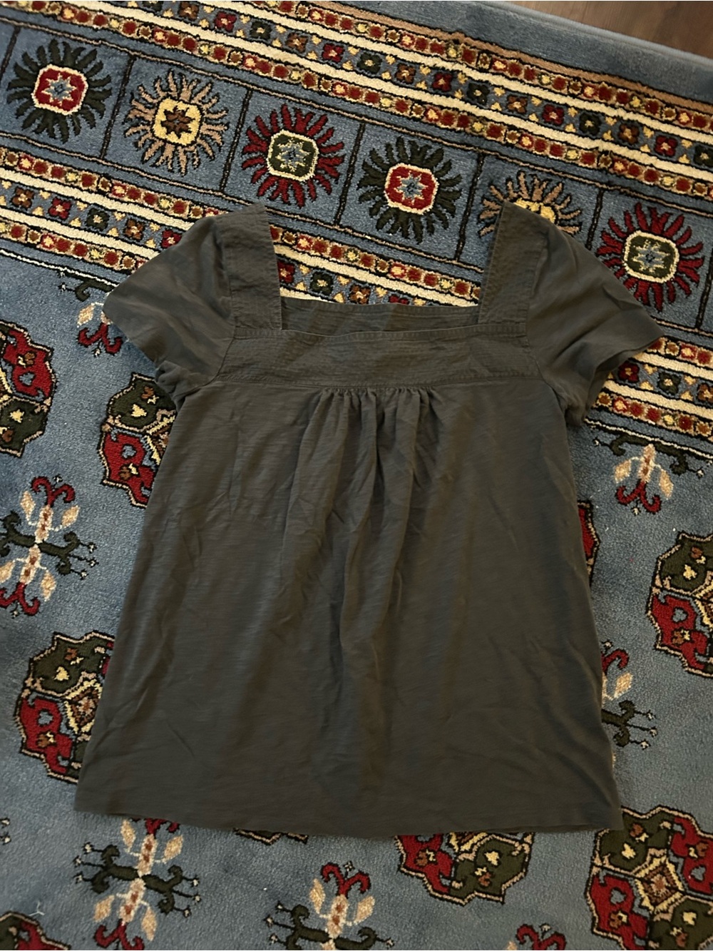 J. Crew charcoal gray Square-Neck Short Sleeve Top